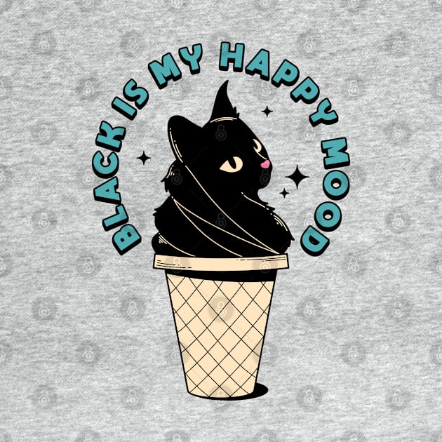 Ice Cream Black Cat in pink by The Charcoal Cat Co.